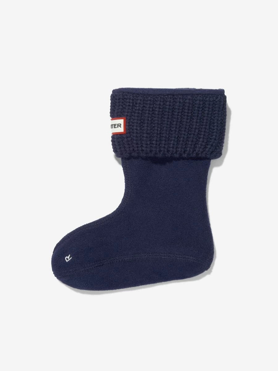 Hunter Boys' Recycled Half Cardigan Boot Socks - Navy Blue Eco-Friendly Kids' Socks
