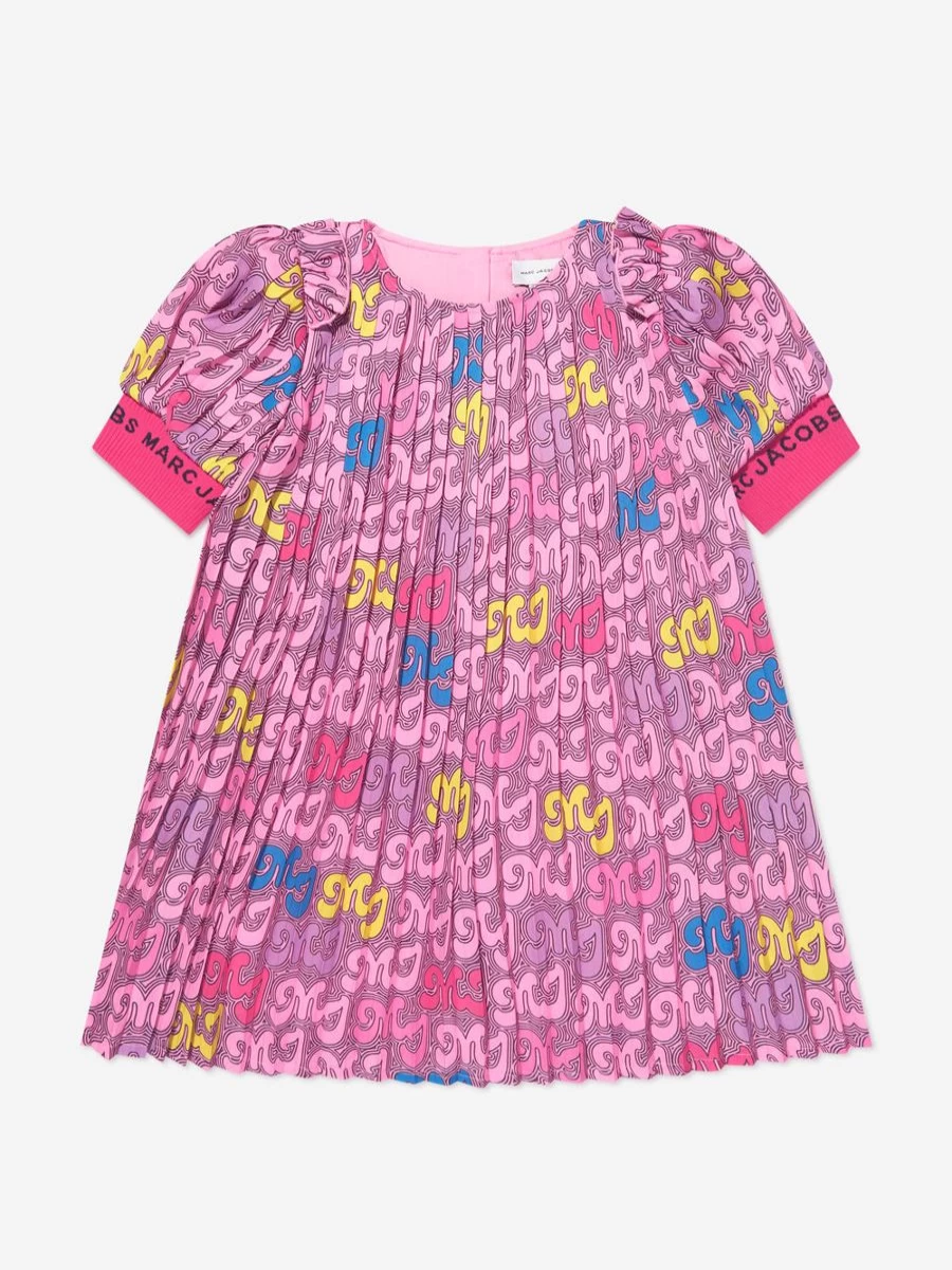 MARC JACOBS Teen Girls Pink Pleated Logo Dress