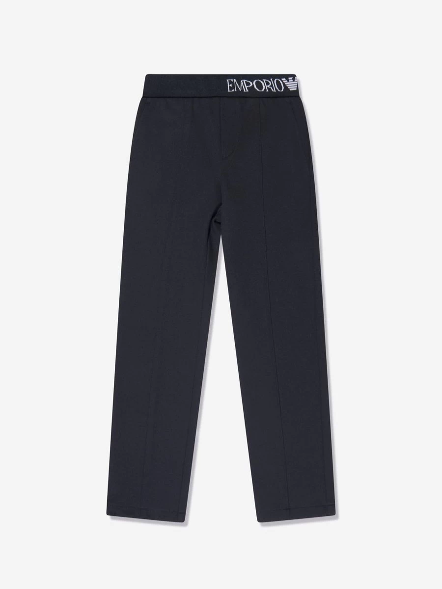 Emporio Armani Boys Navy Logo Trousers for Kids - Stylish Casual Pants
