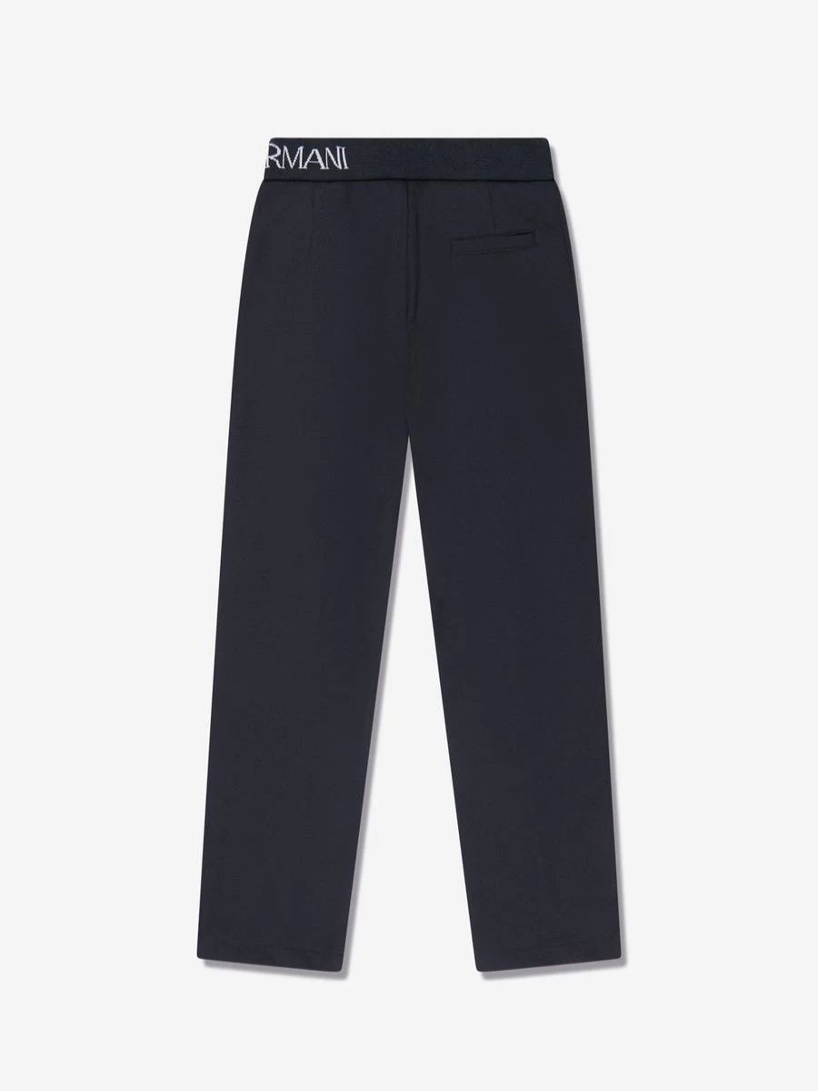 Emporio Armani Boys Navy Logo Trousers for Kids - Stylish Casual Pants