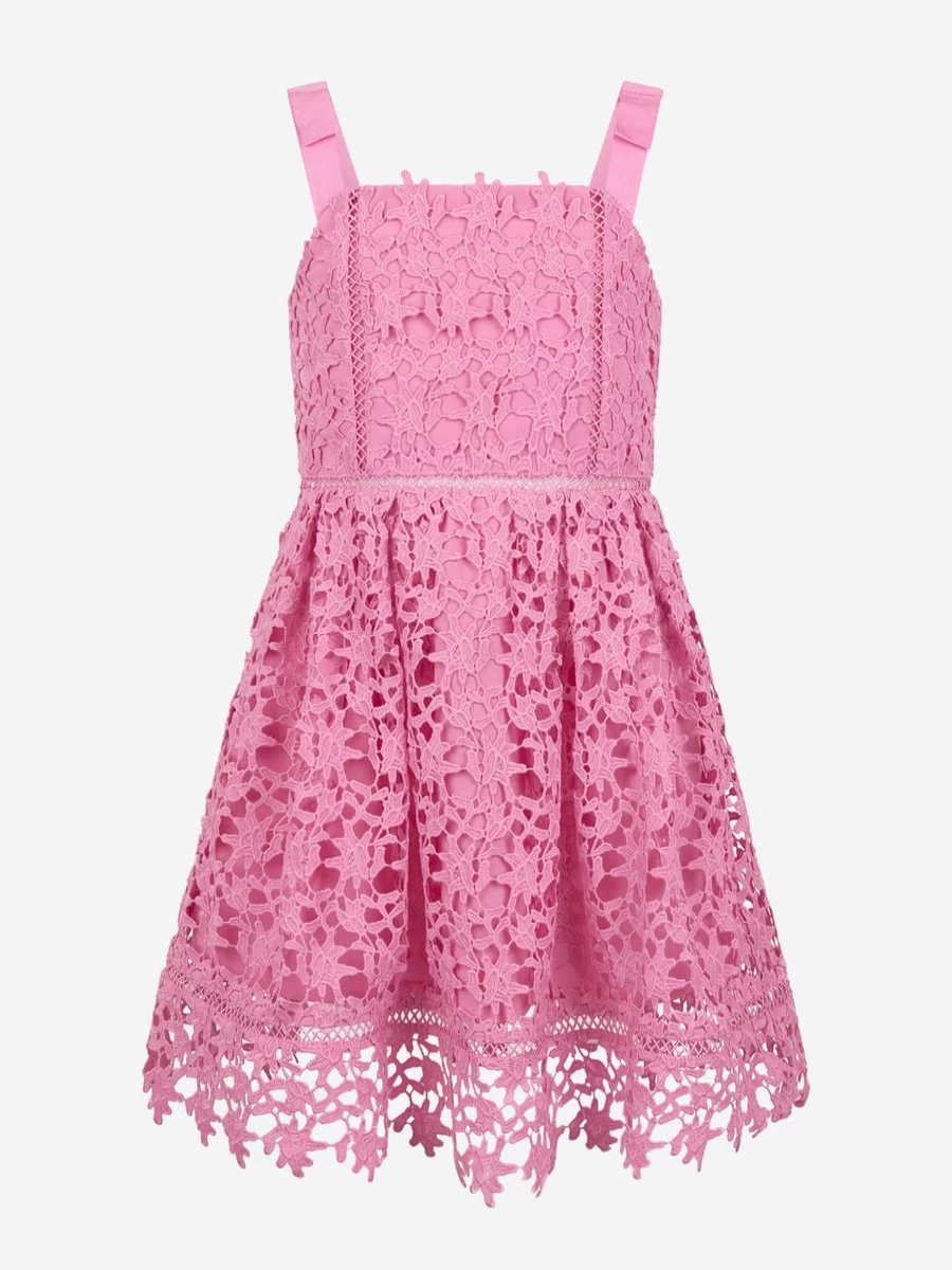 Self Portrait Girls Azaelea Pink Lace Dress