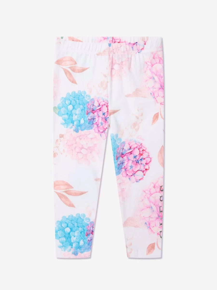 Guess Girls Floral Print White Leggings for Kids - Stylish & Comfortable