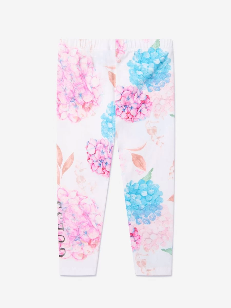 Guess Girls Floral Print White Leggings for Kids - Stylish & Comfortable