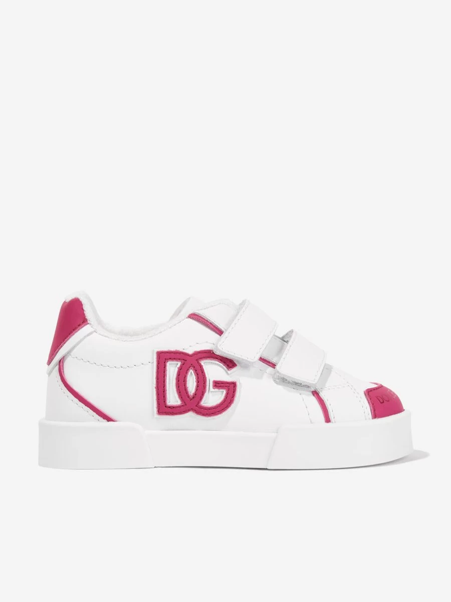 Dolce & Gabbana Kids Girls White Leather Portofino Sneakers