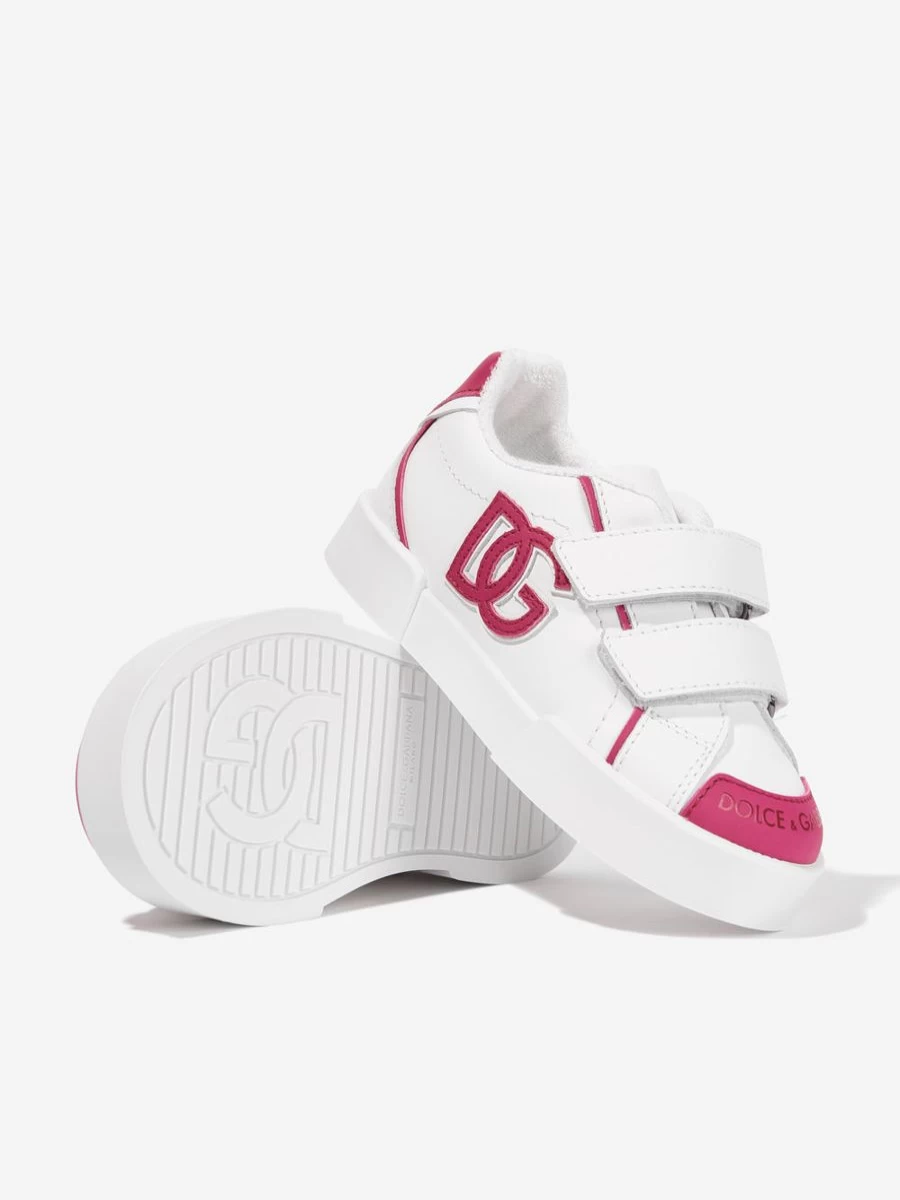 Dolce & Gabbana Kids Girls White Leather Portofino Sneakers