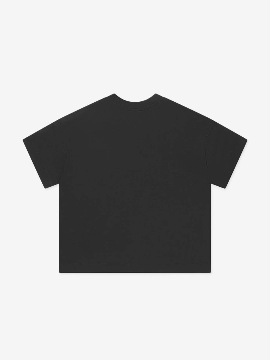 Fendi Kids Girls Black Metallic Logo T-Shirt | Stylish Graphic Tee for Girls