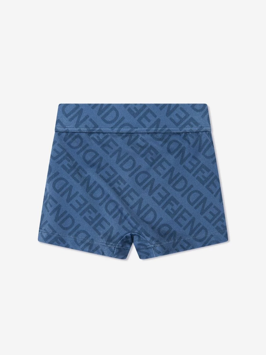 Fendi Kids Boys Blue FF Logo Swim Shorts | Quick-Dry Comfort Beachwear