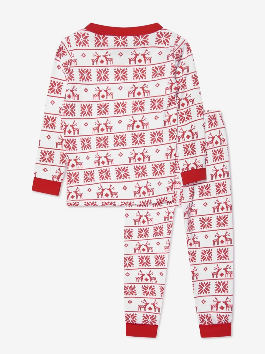 Magnolia Baby Girls' Red Fair Isle Long Sleeve Pyjamas - Cozy Winter Pajama Set