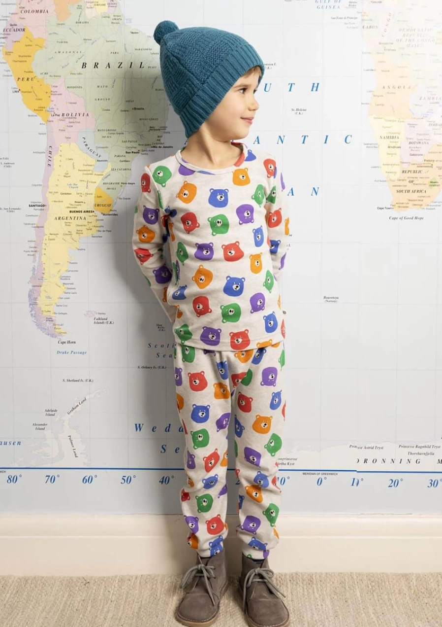 The Bonnie Mob Girls' Grey Bubbly Bears Trousers for Kids