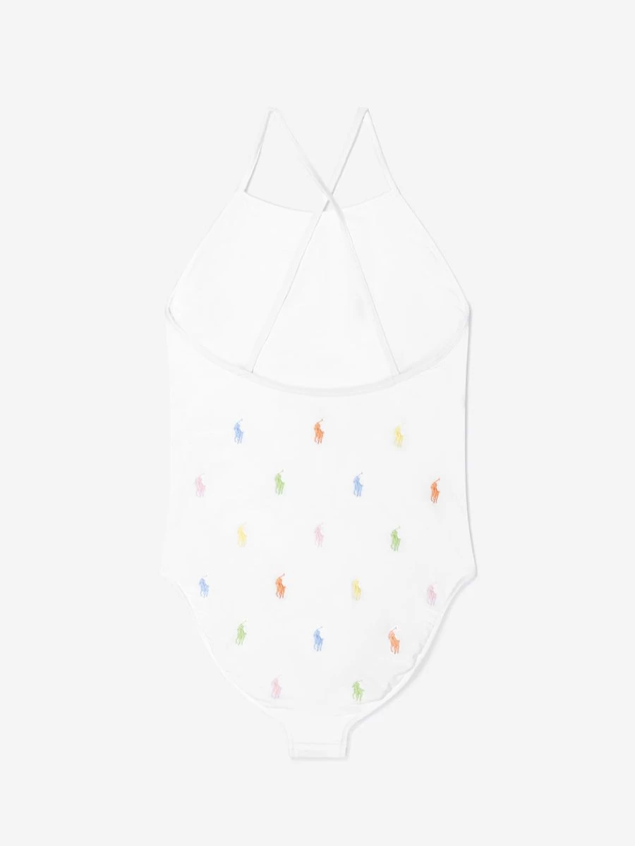Ralph Lauren Kids Girls White Schiffli Embroidered Swimsuit