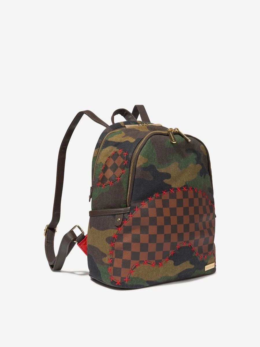 Sprayground Girls Camo Shark Backpack for Kids - Green Savage Check Design School Bag