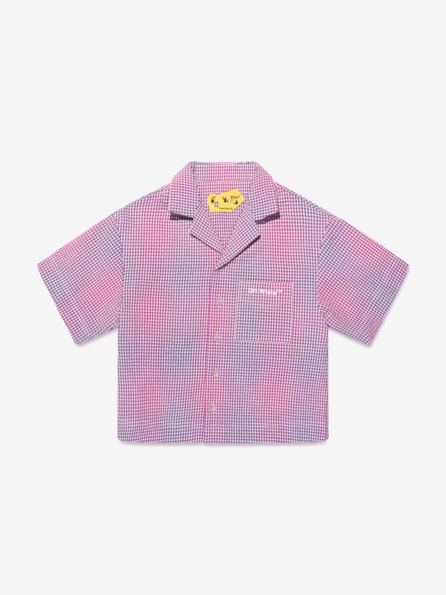 Off-White Boys Lilac Arrow Print Bowling Shirt for Kids