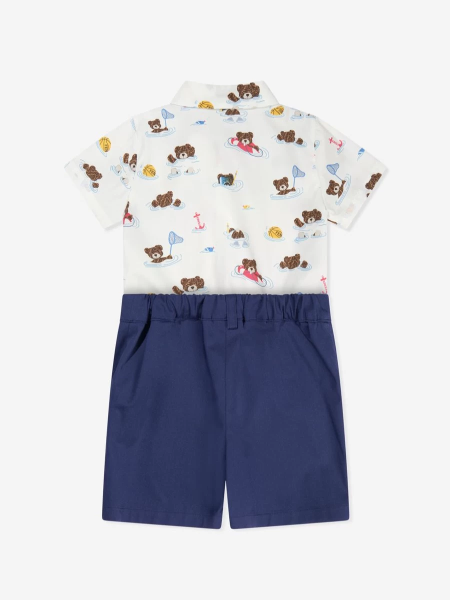 Fendi Kids Baby Boys Multicolor Bear Beach Party Romper - Stylish Summer Outfit for Toddlers