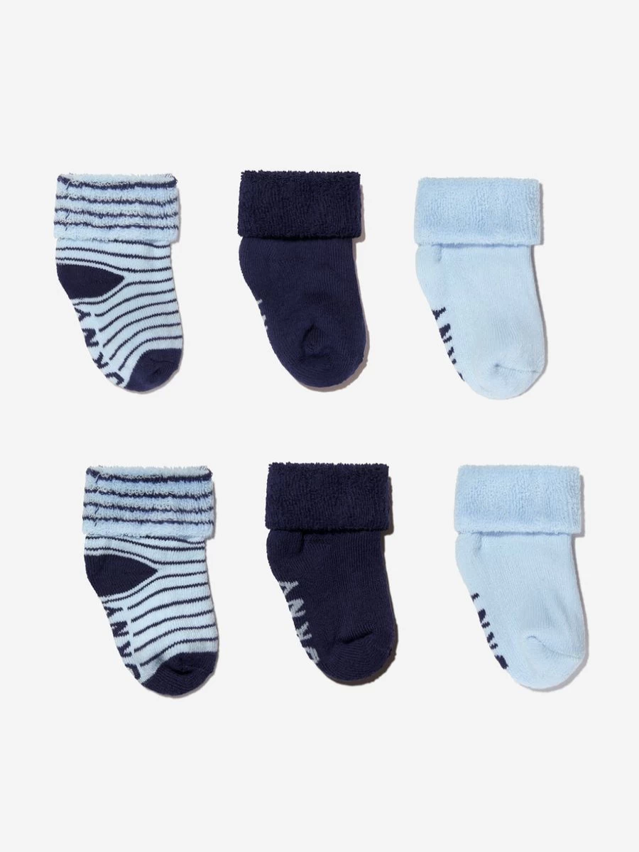 DKNY Baby Boys' Blue Socks Set - Soft Cotton Crew Socks for Toddlers