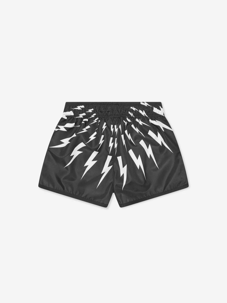 Neil Barrett Teen Boys Black Thunderbolt Swim Shorts