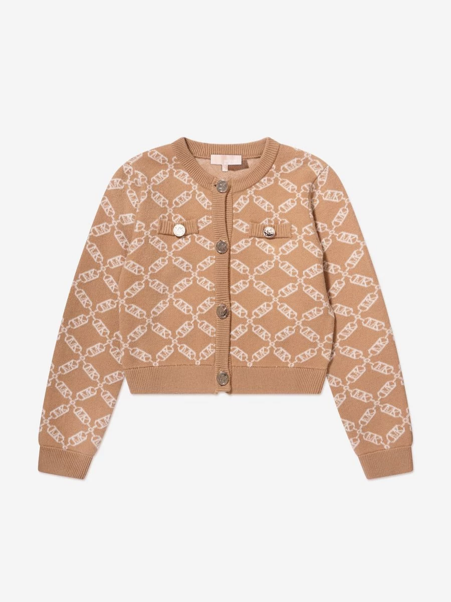 Michael Kors Girls Beige Knitted Cardigan – Soft Cozy Sweater for Kids