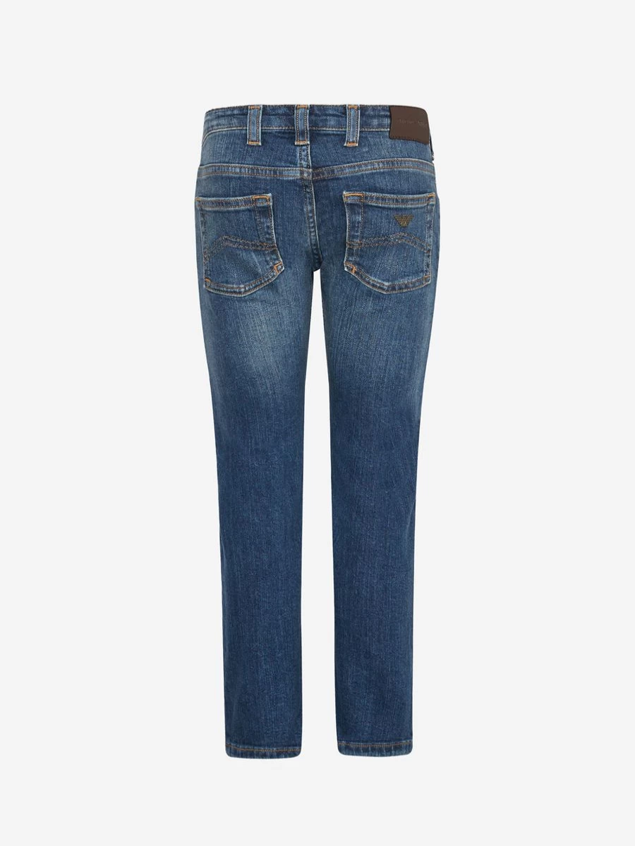Emporio Armani Boys' Cotton Denim Jeans | Classic Fit Branded Jeans for Kids
