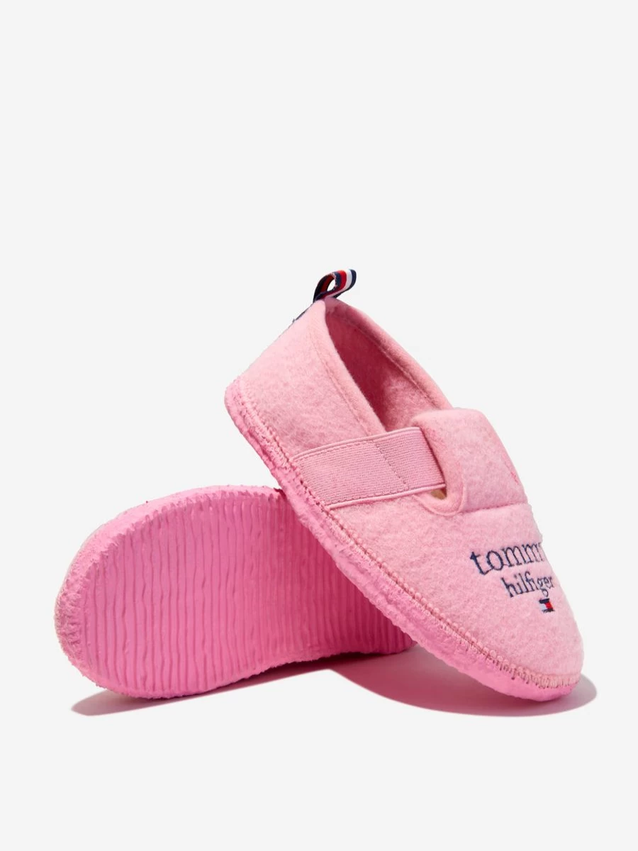 Tommy Hilfiger Girls' Plush Indoor Slippers - Soft Comfortable House Shoes for Kids