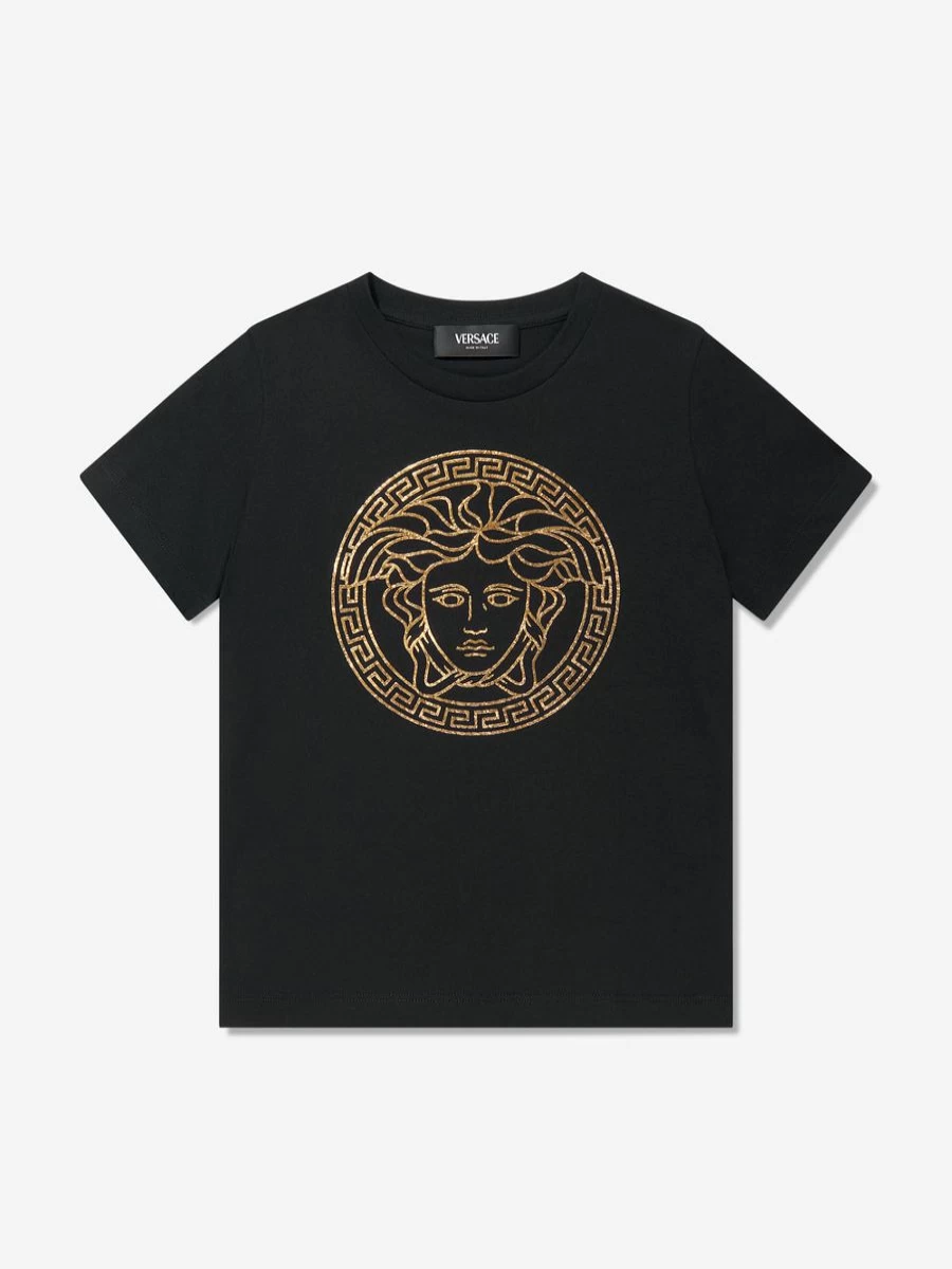 Versace Boys Black Medusa Logo T-Shirt for Kids