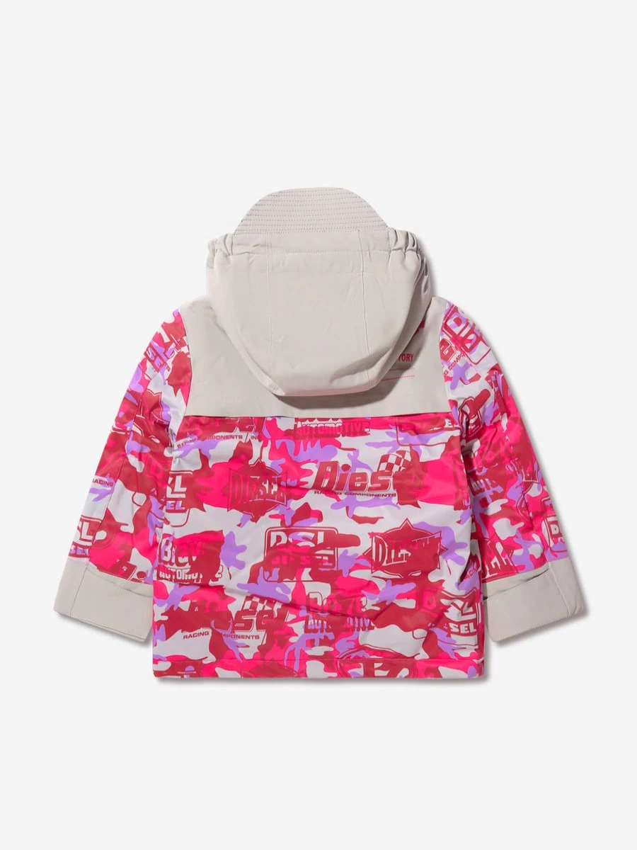 Diesel Girls' Racing Print Ski Jacket - Stylish Winter Outerwear for Teens