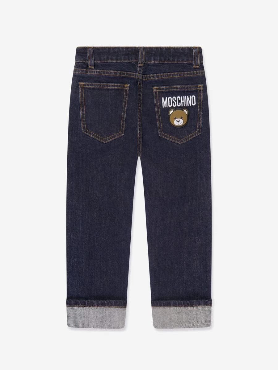 Moschino Kids Girls' Blue Teddy Slim Fit Jeans for Toddlers