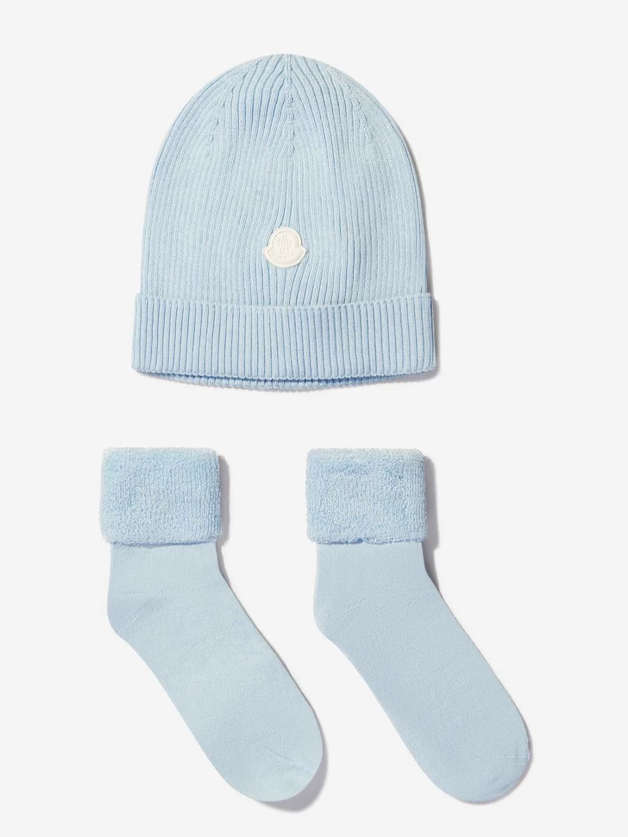 Moncler Enfant Baby Unisex Winter Hat and Socks Set for Newborns and Infants
