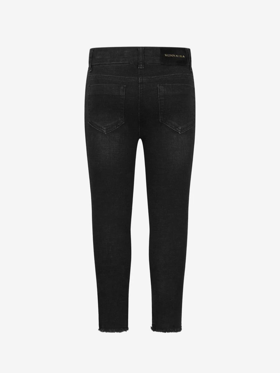 Monnalisa Girls' Studded Denim Jeans | Sparkle Embellished Kids Jeans