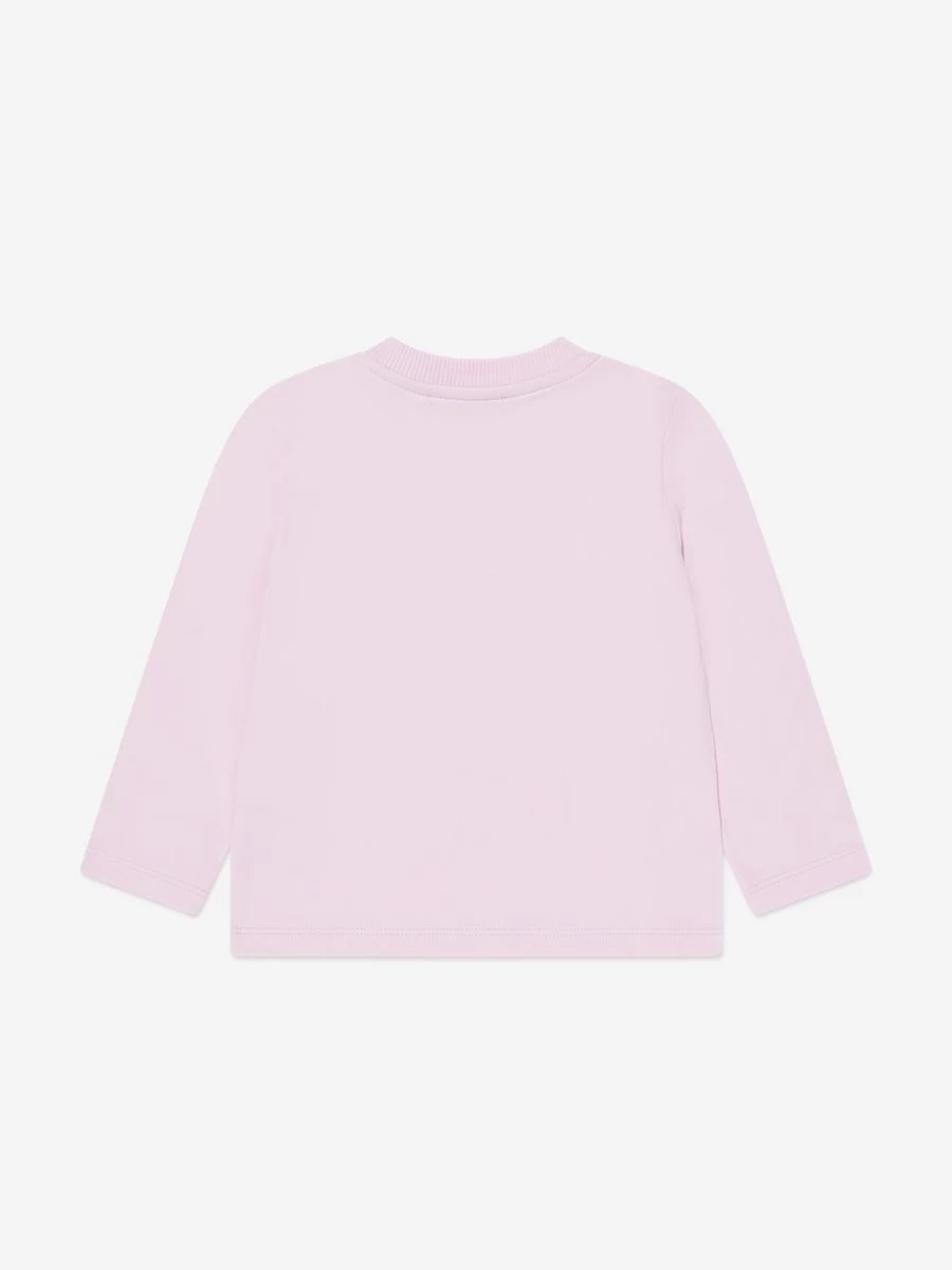 Moschino Kids Pink Long Sleeve T-Shirt for Baby Girls | Soft Cotton Casual Top