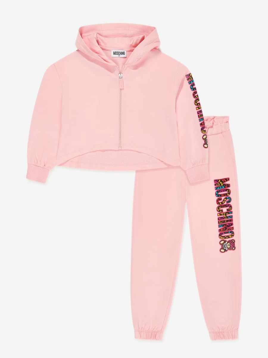 Moschino Kids Pink Logo Tracksuit for Teen Girls - Stylish Casual Outfit