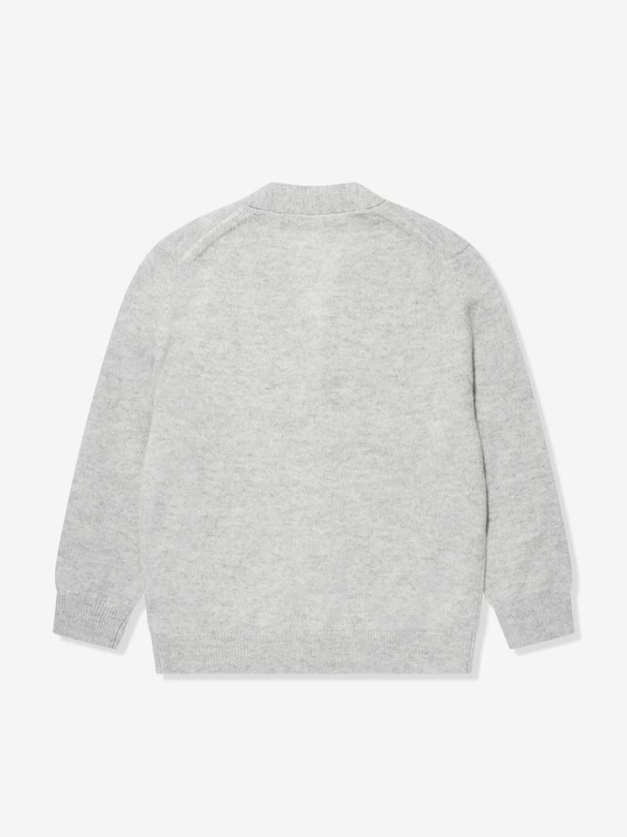Acne Studios Boys Grey Wool Logo Cardigan for Kids