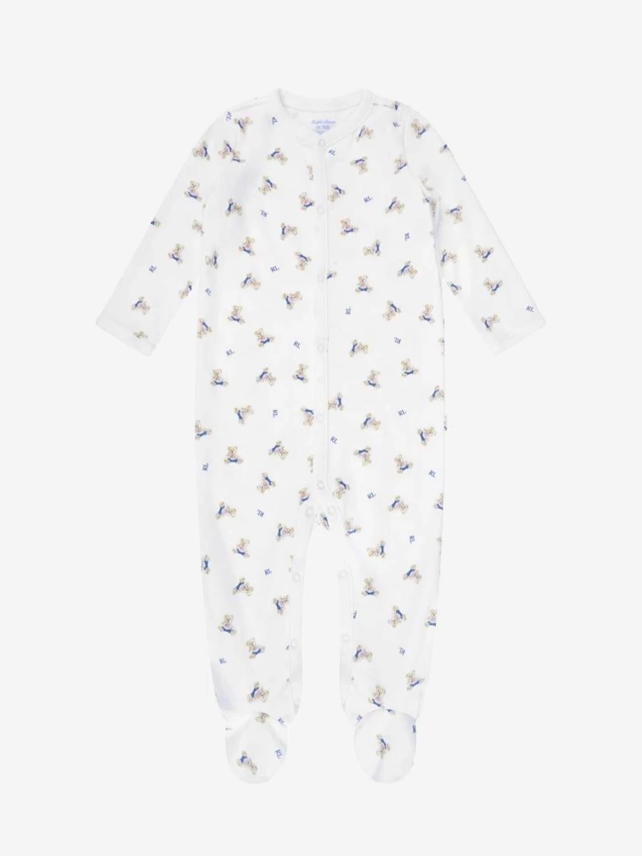 Ralph Lauren Kids Baby Boys' Adorable Bear Print Sleepsuit - Soft Cotton Babygrow