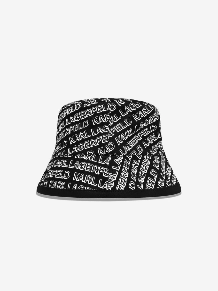 Karl Lagerfeld Teen Boys Black Logo Bucket Hat