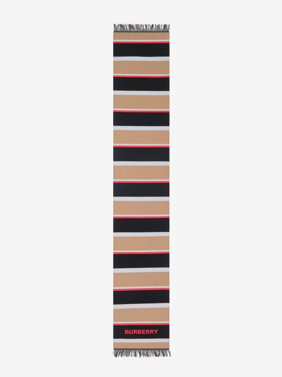 Burberry Boys' Rugby Stripe Scarf - Classic Beige Kids' Fashion Accessory
