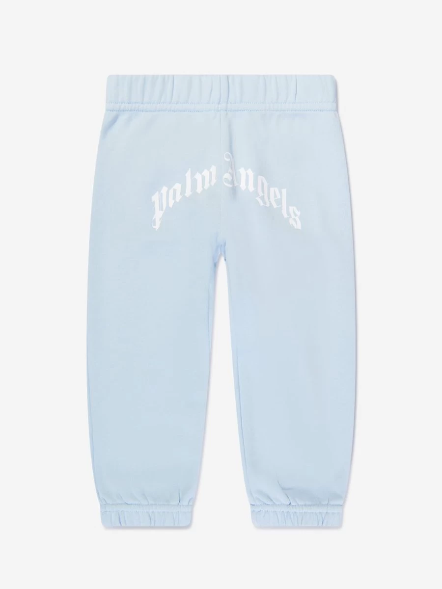 Palm Angels Baby Boys Blue Curved Logo Joggers - Stylish Comfort for Toddlers