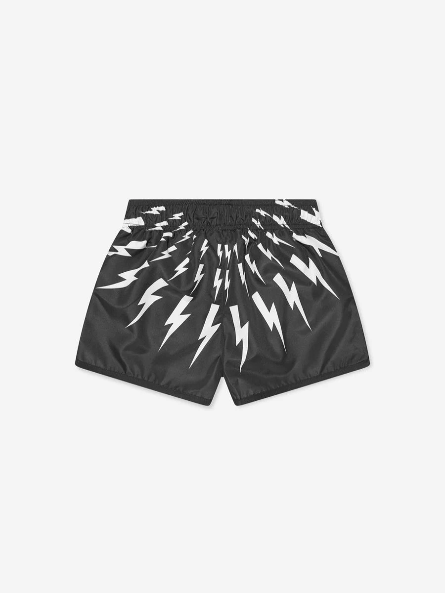 Neil Barrett Boys' Black Thunderbolt Swim Shorts - Quick-Dry Comfort
