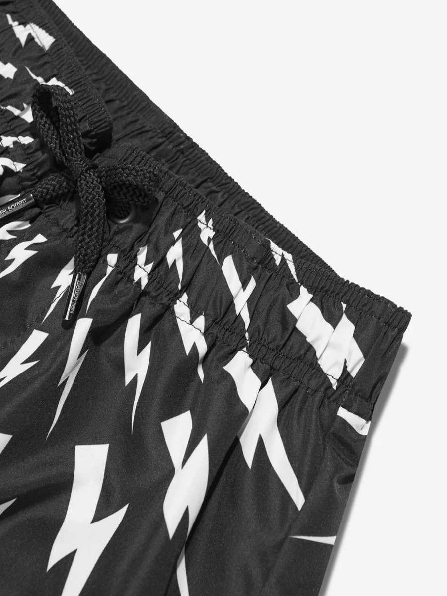 Neil Barrett Boys' Black Thunderbolt Swim Shorts - Quick-Dry Comfort