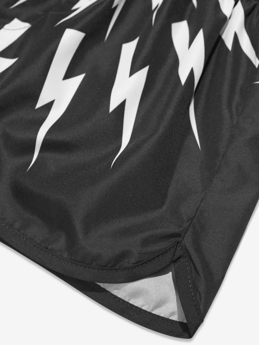 Neil Barrett Boys' Black Thunderbolt Swim Shorts - Quick-Dry Comfort