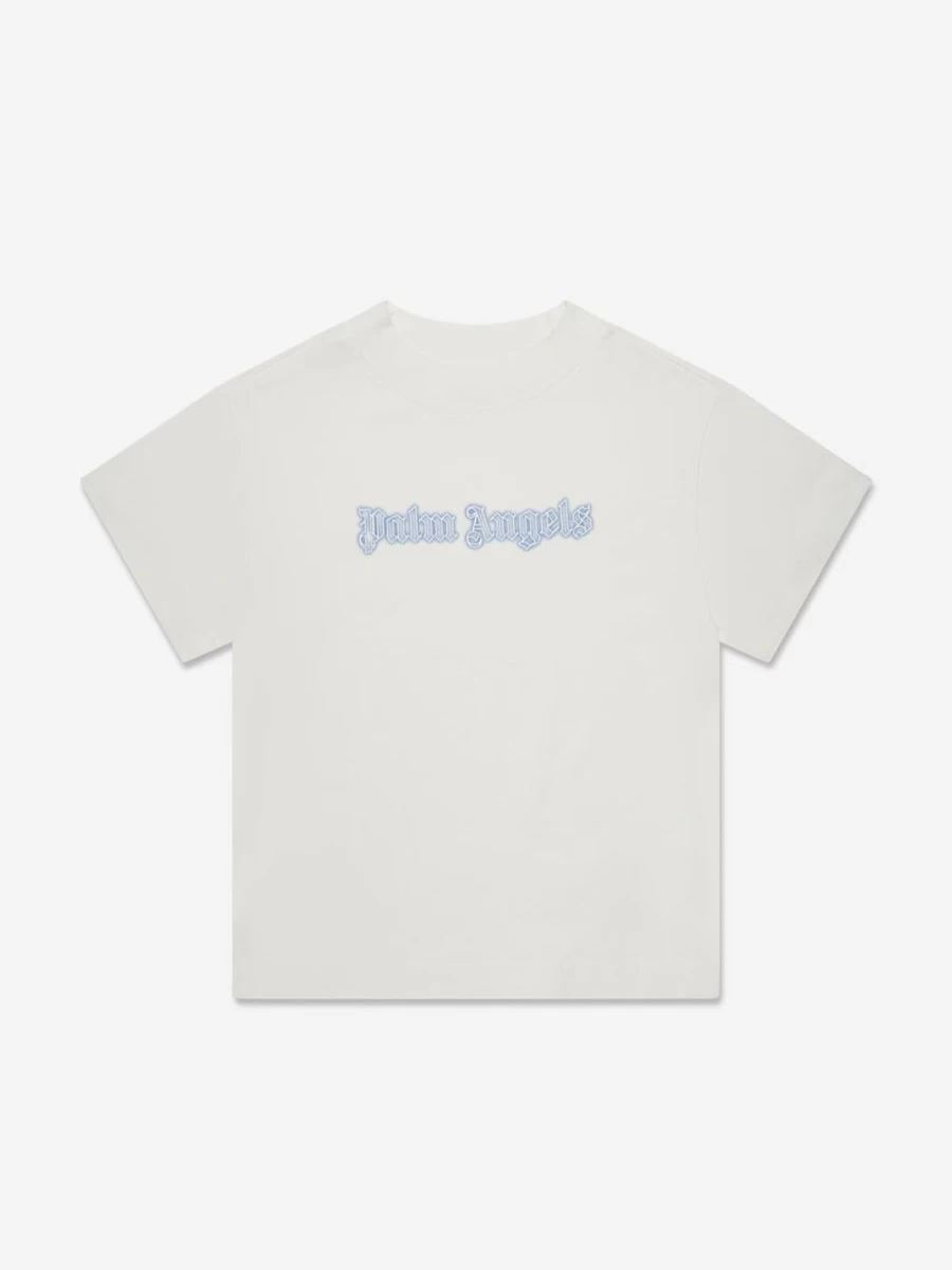 Palm Angels Boys White Neon Logo Graphic T-Shirt