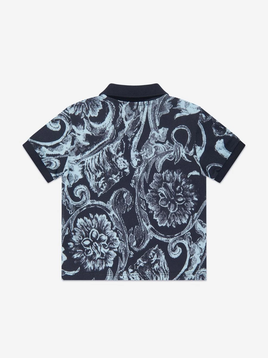 Versace Boys Navy Barocco Polo Shirt for Baby & Toddler