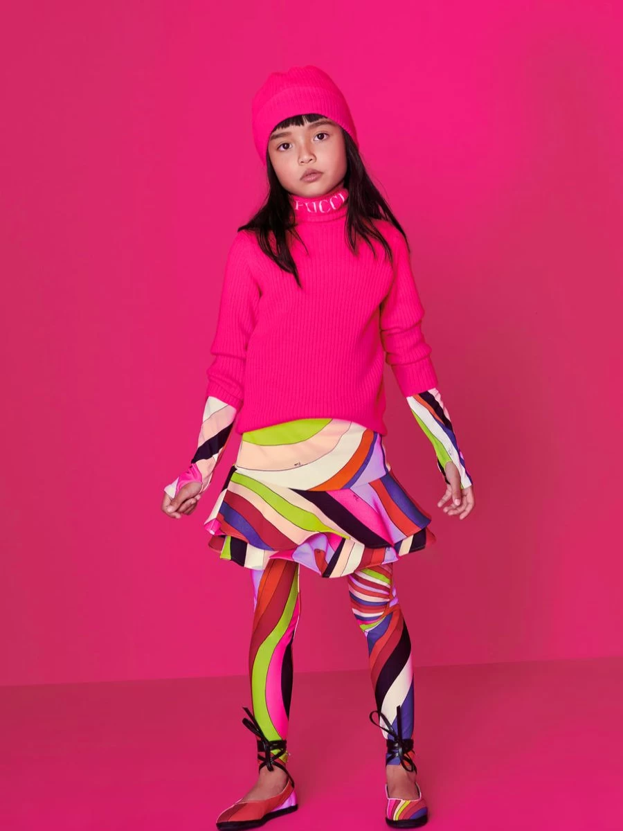 Emilio Pucci Teen Girls Pink Logo Beanie Hat