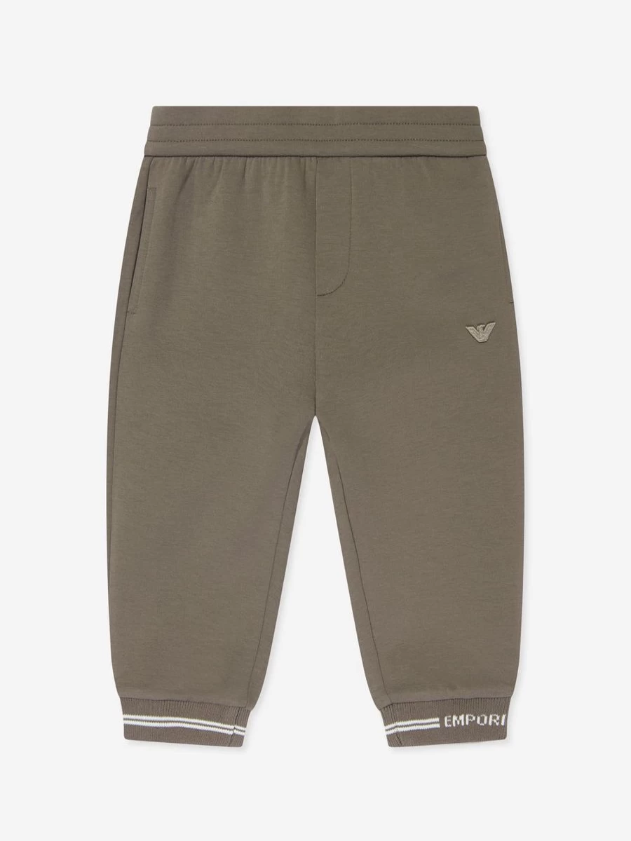 Emporio Armani Baby Boys Brown Logo Joggers - Comfortable Cotton Pants for Toddlers