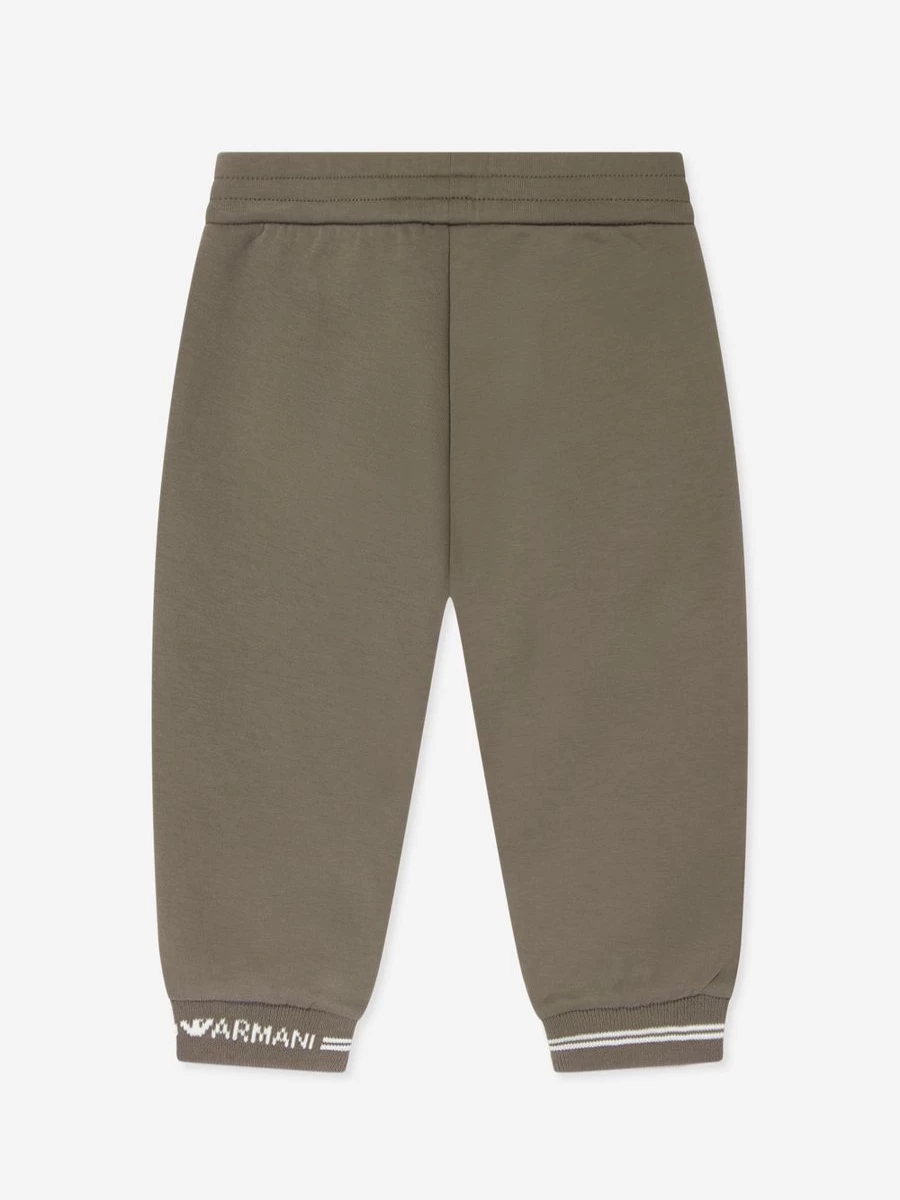 Emporio Armani Baby Boys Brown Logo Joggers - Comfortable Cotton Pants for Toddlers