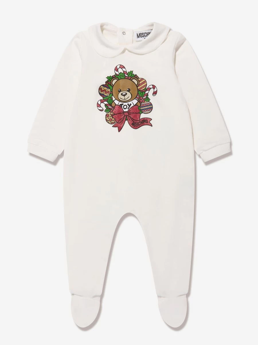 Moschino Kids Ivory Baby Hat and Babygrow Gift Set for Girls