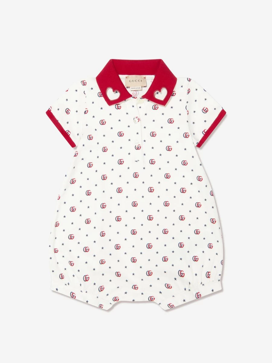 Gucci Kids Baby Girls White GG Logo Romper - Official Boutique