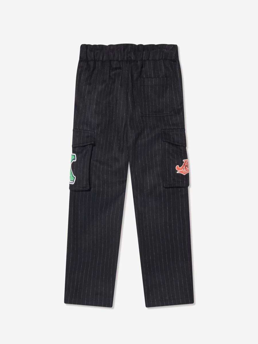 KENZO KIDS Boys Navy Striped Cargo Pants - Stylish Comfort for Active Kids