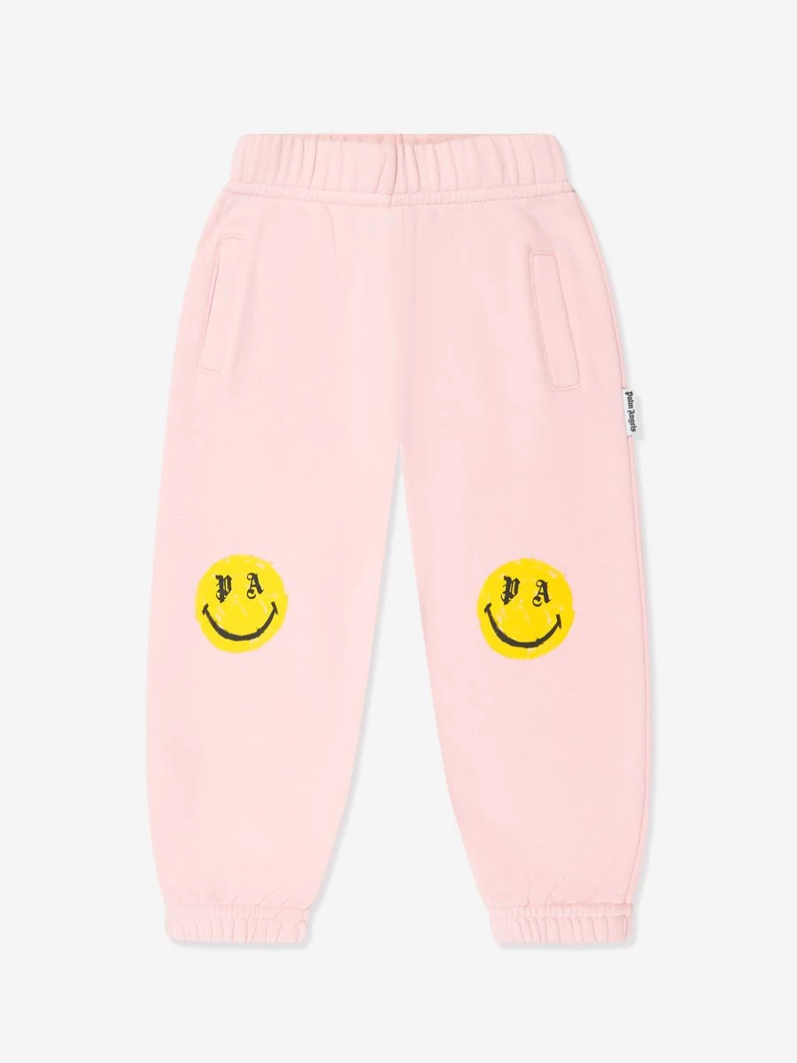 Palm Angels Baby Girls Pink Smiley Face Brush Joggers Pants