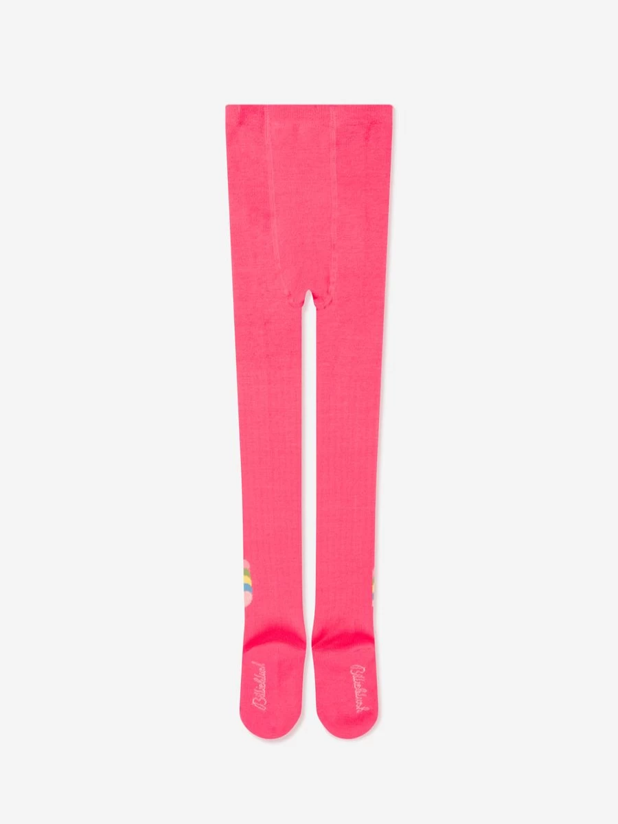 Billieblush Girls Pink Jacquard Heart Print Tights for Kids