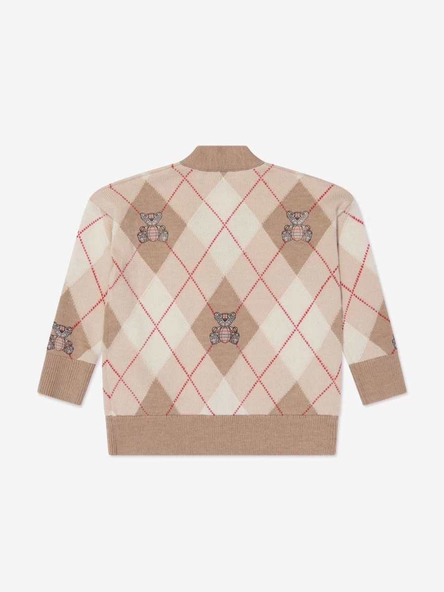 Burberry Kids Baby Boys Baile Bear Cardigan - Soft Fawn Knit Sweater for Toddlers