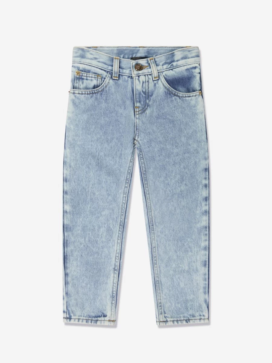 Versace Teen Girls Blue Slim Fit Jeans for Stylish Comfort