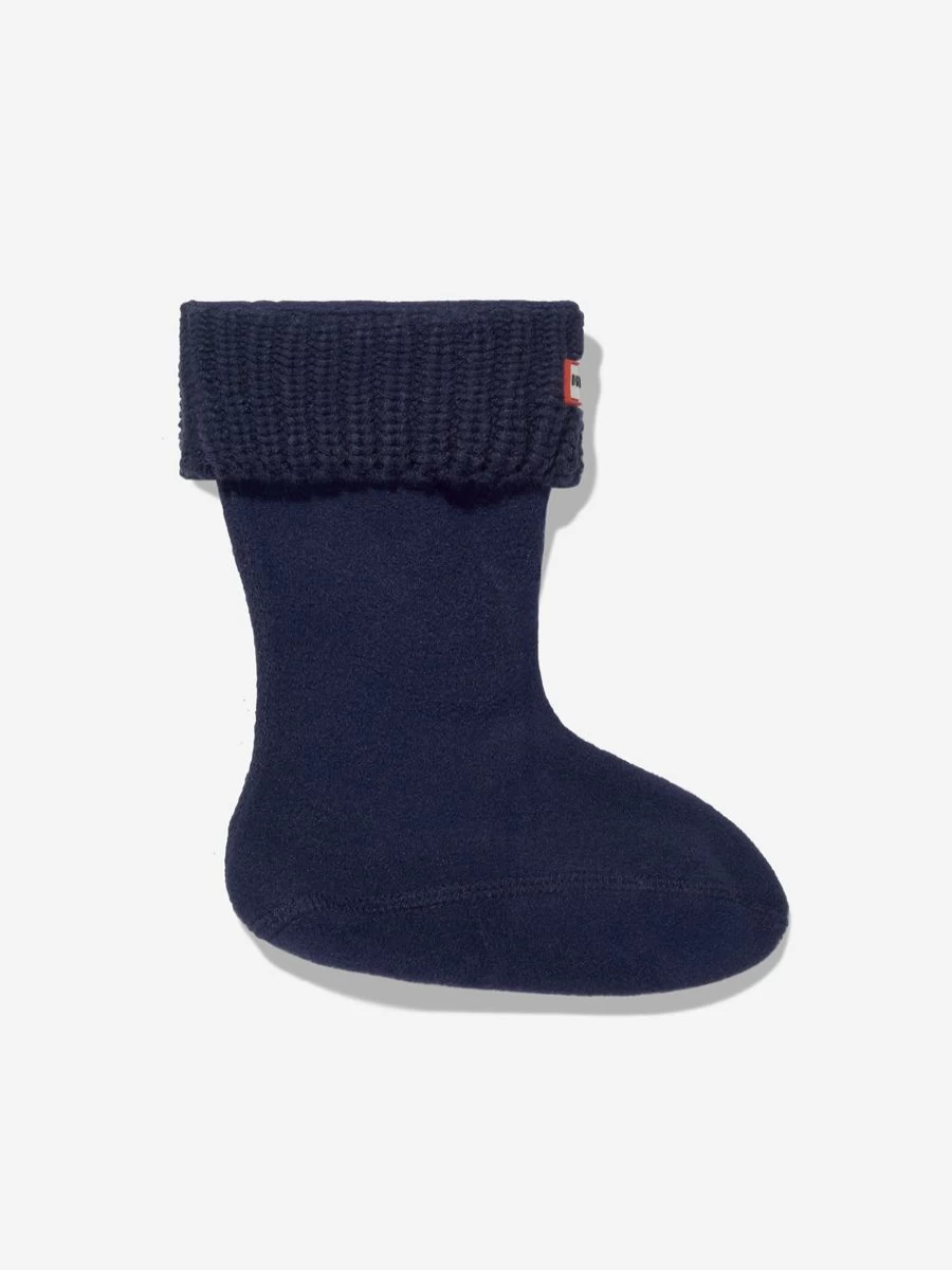 Hunter Girls' Navy Recycled Half Cardigan Boot Socks - Eco-Friendly Kids' Socks